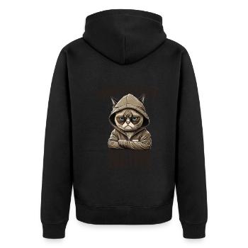 Bevor du fragst NEIN Katzen Spruch Katze - Unisex Premium Bio Zip Hoodie - Schwarz - Hinten - Nico (187cm)