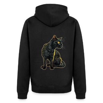 Black Cat Bombay Cat Outfit for - Unisex Premium Organic Zip Hoodie - black - Back - Nico (187cm)