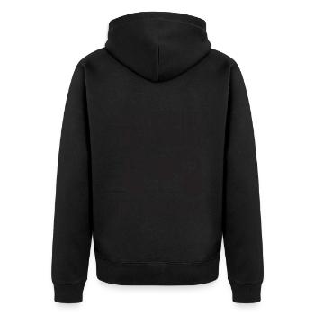Unterschätz mich ruhig das wird lustig! Gaming - Unisex Premium Bio Zip Hoodie - Schwarz - Hinten - Nico (187cm)
