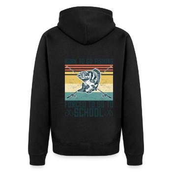 Born To Go Fishing Bass Fish Fisherman Boys - Unisex Premium Organic Zip Hoodie - black - Back - Nico (187cm)