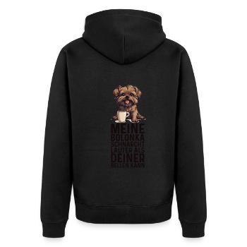 Meine Bolonka schnarcht lauter - Bolonka Zwetna - Unisex Premium Bio Zip Hoodie - Schwarz - Hinten - Nico (187cm)