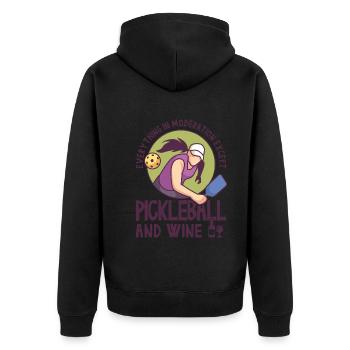 Pickleball und Wein für Pickle Ball, Was That out - Unisex Premium Bio Zip Hoodie - Schwarz - Hinten - Nico (187cm)