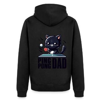 Table Tennis Katze Pingpong Black Cat Dad Outfit - Veste à capuche bio Premium Unisexe - noir - Dos - Nico (187cm)