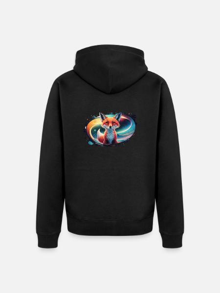 Fox - Illustration - Unisex Premium Organic Zip Hoodie - black