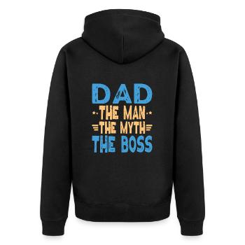 Fête des pères Papa - Papa - L’homme - Le mythe - Le patron - Veste à capuche bio Premium Unisexe - noir - Dos - Nico (187cm)