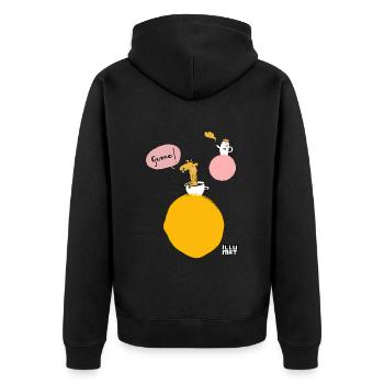 Gumo! Llama without drama - Unisex Premium Organic Zip Hoodie - black - Back - Nico (187cm)