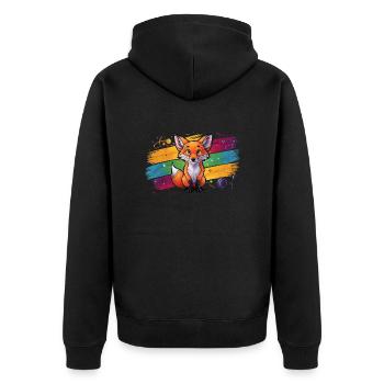 Fuchs - Illustration - Unisex Premium Bio Zip Hoodie - Schwarz - Hinten - Nico (187cm)