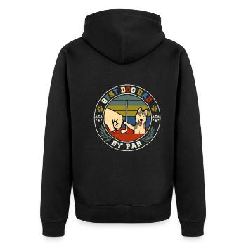 Best Dog Dad By Par - Unisex Premium Bio Zip Hoodie - Schwarz - Hinten - Nico (187cm)