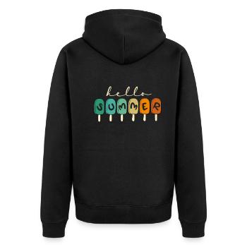 Hello Summer Vibes - Unisex Premium Bio Zip Hoodie - Schwarz - Hinten - Nico (187cm)