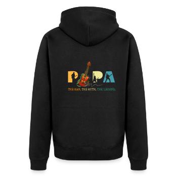 Papa Guitare L’Homme Le Mythe La Légende - Veste à capuche bio Premium Unisexe - noir - Dos - Nico (187cm)
