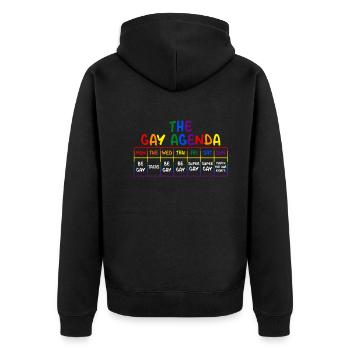 The Gay Agenda Funny LGBT Pride Rainbow - Unisex Premium Organic Zip Hoodie - black - Back - Nico (187cm)