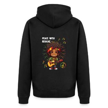 Peace with Reggae Rastaboy - Unisex Premium Bio Zip Hoodie - Schwarz - Hinten - Nico (187cm)