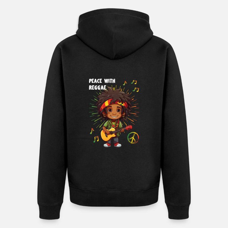 Peace with Reggae Rastaboy - Unisex Premium Bio Zip Hoodie - Schwarz
