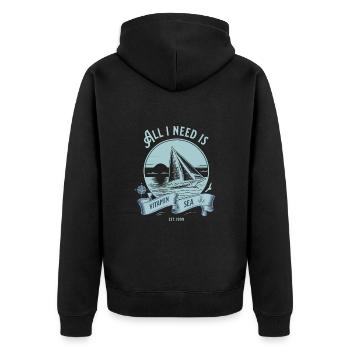 All I Need Is Vitamin Sea - Unisex Premium Bio Zip Hoodie - Schwarz - Hinten - Nico (187cm)