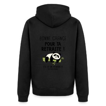 Retraite départ retraite cadeau retraité veinard - Veste à capuche bio Premium Unisexe - noir - Dos - Nico (187cm)
