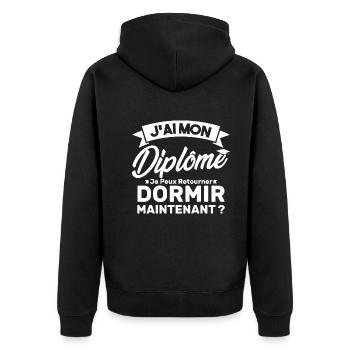 J'ai mon diplôme je peux retourner dormir? - Veste à capuche bio Premium Unisexe - noir - Dos - Nico (187cm)