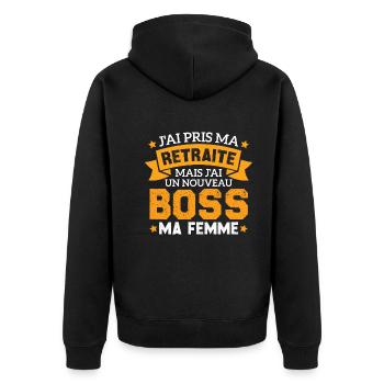 Cadeau Retraite Nouveau Boss Ma Femme - Veste à capuche bio Premium Unisexe - noir - Dos - Nico (187cm)