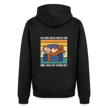 Ich Habe Heute Nichts Vor Süßes Faultier - Unisex Premium Bio Zip Hoodie - Schwarz - Hinten - Nico (187cm)
