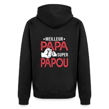 meilleur papa donne un super papou pour grandpère - Veste à capuche bio Premium Unisexe - noir - Dos - Nico (187cm)