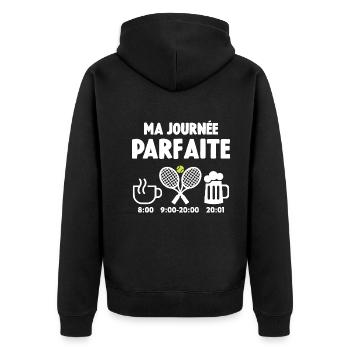 Ma Journée Parfaite Tennis Humour Cadeau - Veste à capuche bio Premium Unisexe - noir - Dos - Nico (187cm)