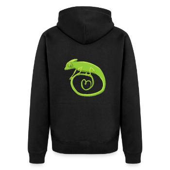 Chamäleonkringel mit Herz - Unisex Premium Bio Zip Hoodie - Schwarz - Hinten - Nico (187cm)