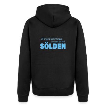 Therapie SÖLDEN - Unisex Premium Bio Zip Hoodie - Schwarz - Hinten - Nico (187cm)