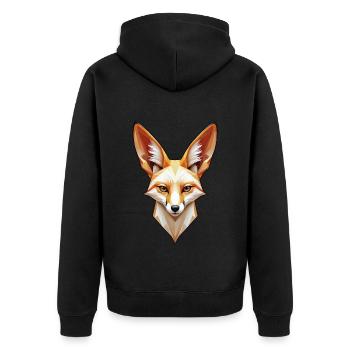 Fennec-Kopf in Farbe - Unisex Premium Bio Zip Hoodie - Schwarz - Hinten - Nico (187cm)