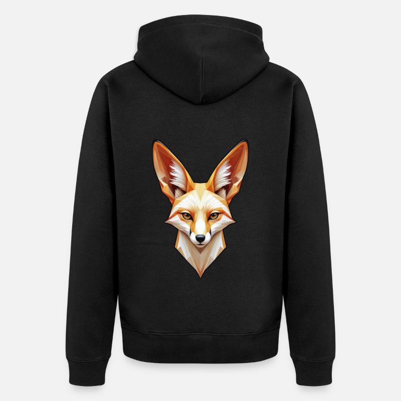 Fennec-Kopf in Farbe - Unisex Premium Bio Zip Hoodie - Schwarz