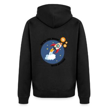 Bitcoin Blockchain Bullenlauf - Unisex Premium Bio Zip Hoodie - Schwarz - Hinten - Nico (187cm)