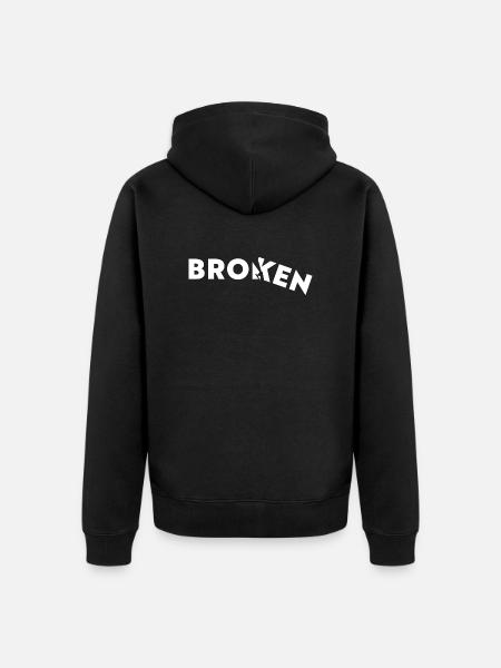 Broken - Gebrochen - Unisex Premium Bio Zip Hoodie - Schwarz