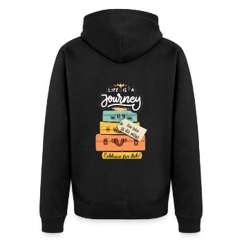 Life is a journey - Unisex Premium Bio Zip Hoodie - Schwarz - Hinten - Nico (187cm)
