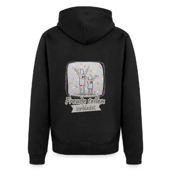 Freude teilen verbindet - Unisex Premium Bio Zip Hoodie - Schwarz - Hinten - Nico (187cm)