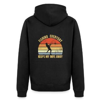 Husband Fischer Saying - Unisex Premium Organic Zip Hoodie - black - Back - Nico (187cm)