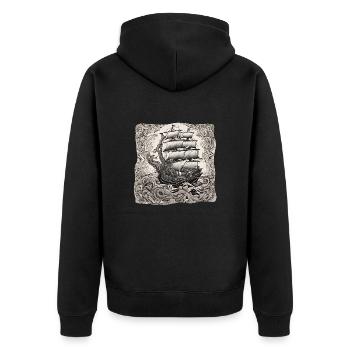 Schiff - Unisex Premium Bio Zip Hoodie - Schwarz - Hinten - Nico (187cm)