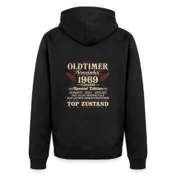 Oldtimer Baujahr 1969 Jahrgang Geburtstag Geschenk - Unisex Premium Bio Zip Hoodie - Schwarz - Hinten - Nico (187cm)