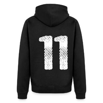 11 Zahl Trikot - Unisex Premium Bio Zip Hoodie - Schwarz - Hinten - Nico (187cm)