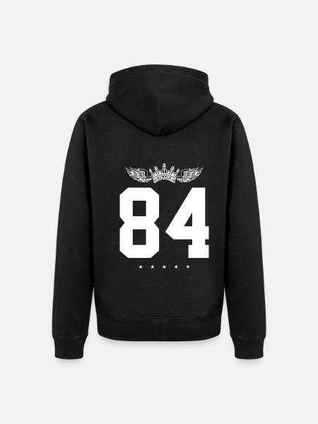 84 Number crown - Unisex Premium Organic Zip Hoodie - black