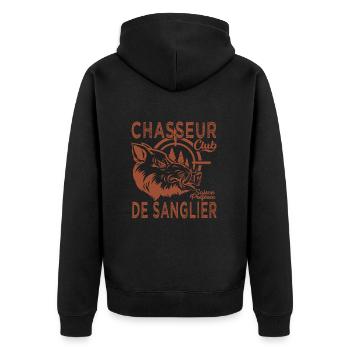 Chassé chasseur de sanglier cadeau cool chasse - Veste à capuche bio Premium Unisexe - noir - Dos - Nico (187cm)