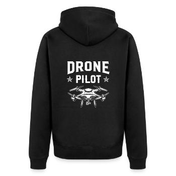 Drohnen-Pilot - Unisex Premium Bio Zip Hoodie - Schwarz - Hinten - Nico (187cm)