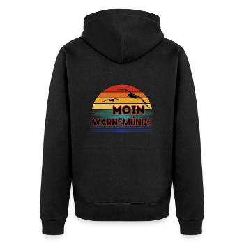 Moin Warnemünde avec mouette dans un style rétro - Veste à capuche bio Premium Unisexe - noir - Dos - Nico (187cm)