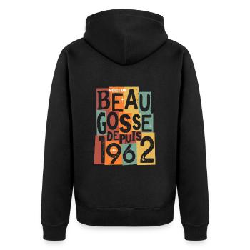 anniversaire 60 ans beau gosse - Veste à capuche bio Premium Unisexe - noir - Dos - Nico (187cm)