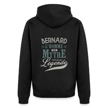 Bernard l homme le mythe la légende humour prénom - Veste à capuche bio Premium Unisexe - noir - Dos - Nico (187cm)