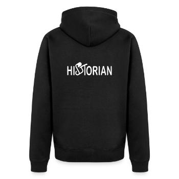Historian - Historiker - Unisex Premium Organic Zip Hoodie - black - Back - Nico (187cm)