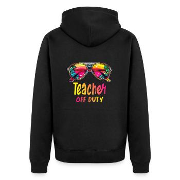 Teacher of duty - Unisex Premium Bio Zip Hoodie - Schwarz - Hinten - Nico (187cm)