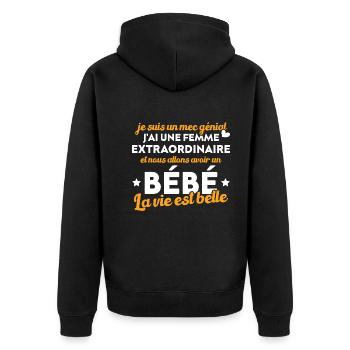 Je suis un mec génial j'ai une femme extraordinair - Veste à capuche bio Premium Unisexe - noir - Dos - Nico (187cm)