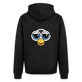 Furby Portrait Face With Big Eyes - Unisex Premium Organic Zip Hoodie - black - Back - Nico (187cm)