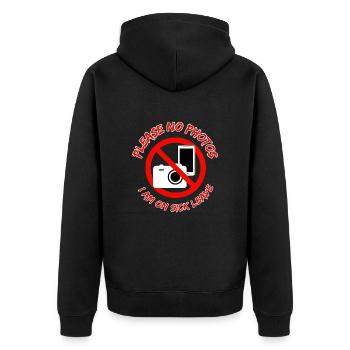 Please no photos - I'm on sick leave - Unisex Premium Organic Zip Hoodie - black - Back - Nico (187cm)