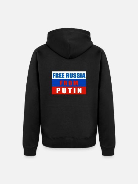 Free Russia From Putin - Unisex Premium Organic Zip Hoodie - black