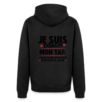 Je suis coach, Humour cadeau sportif coach - Veste à capuche bio Premium Unisexe - noir - Dos - Nico (187cm)