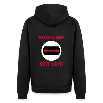 1976 geburtstag jubiläum messerscharf retro party - Unisex Premium Bio Zip Hoodie - Schwarz - Hinten - Nico (187cm)